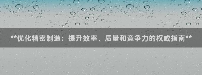 v大发彩神8iii：**优化精密制造：提升效率、质量和竞争力的权威指南**