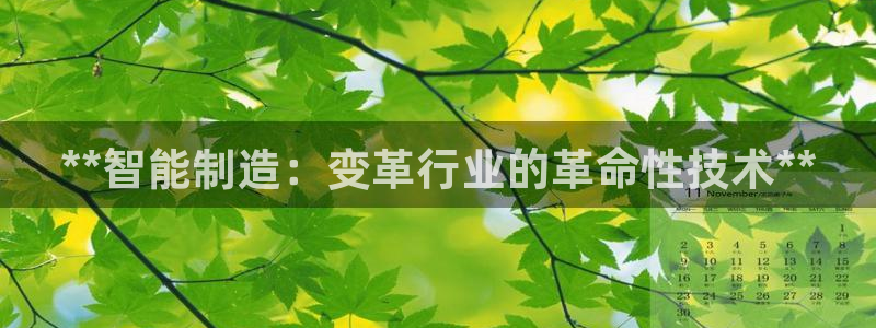 彩神vl官网：**智能制造：变革行业的革命性技术**