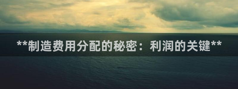 彩神旗下有哪些平台：**制造费用分配的秘密：利润的关键**