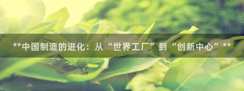 彩神v8是一个什么平台：**中国制造的进化：从“世界工厂”到“创新中心”**